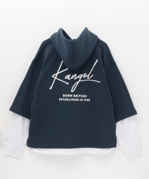 KANGOL（カンゴール）の「KANGOL裏起毛フェイクレイヤードパーカー（パーカー・メンズ・ブラック/グレイッシュベージュ/ブルーグリーン・XL/L/M）」の6枚目の写真