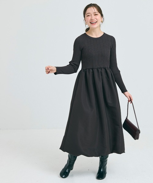 coca（coca）（コカ）の「バルーンスカート ドッキングワンピース（ワンピース・レディース・ブラック/グレー/チャコール・M/L）」の16枚目の写真