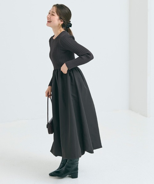 coca（coca）（コカ）の「バルーンスカート ドッキングワンピース（ワンピース・レディース・ブラック/グレー/チャコール・M/L）」の17枚目の写真