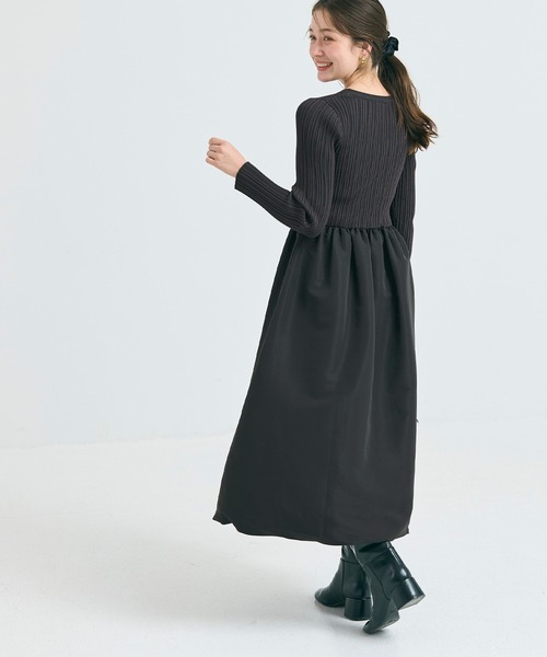 coca（coca）（コカ）の「バルーンスカート ドッキングワンピース（ワンピース・レディース・ブラック/グレー/チャコール・M/L）」の18枚目の写真