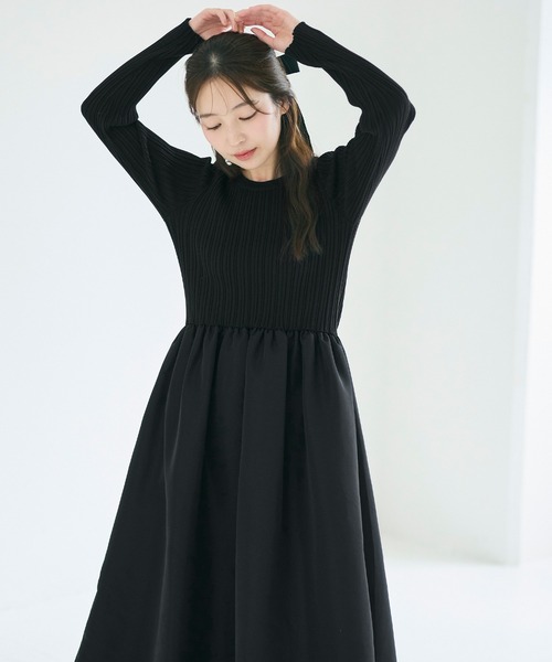 coca（coca）（コカ）の「バルーンスカート ドッキングワンピース（ワンピース・レディース・ブラック/グレー/チャコール・M/L）」の21枚目の写真