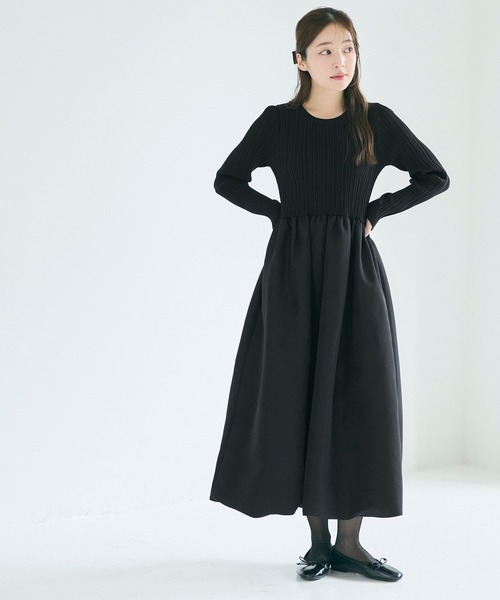 coca（coca）（コカ）の「バルーンスカート ドッキングワンピース（ワンピース・レディース・ブラック/グレー/チャコール・M/L）」の22枚目の写真