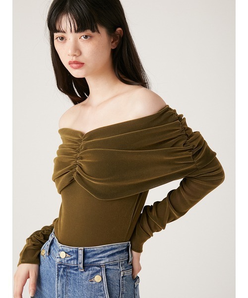 LILY BROWN（リリーブラウン）の「【LILY BROWN Lingerie】カップインオフショルダーボディ（Tシャツ/カットソー・レディース・ピンクベージュ/カーキ/ブラック・FREE）」の13枚目の写真