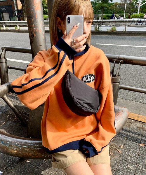 SHEPP（シープ）の「裏起毛ハーフジップジャージスウェット（スウェット・レディース・オレンジ/ネイビー・M/L）」の4枚目の写真