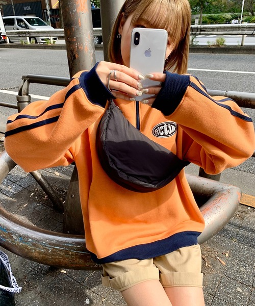 SHEPP（シープ）の「裏起毛ハーフジップジャージスウェット（スウェット・レディース・オレンジ/ネイビー・M/L）」の6枚目の写真