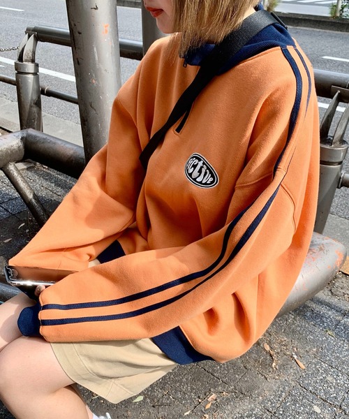 SHEPP（シープ）の「裏起毛ハーフジップジャージスウェット（スウェット・レディース・オレンジ/ネイビー・M/L）」の7枚目の写真