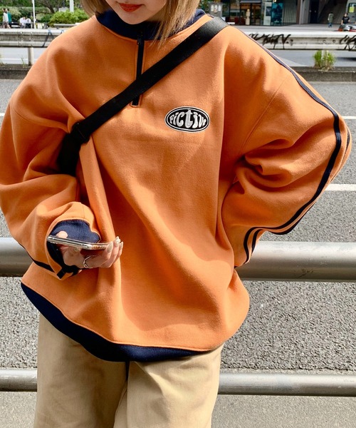SHEPP（シープ）の「裏起毛ハーフジップジャージスウェット（スウェット・レディース・オレンジ/ネイビー・M/L）」の8枚目の写真