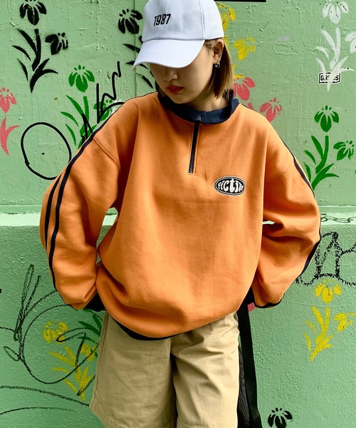 SHEPP（シープ）の「裏起毛ハーフジップジャージスウェット（スウェット・レディース・オレンジ/ネイビー・M/L）」の9枚目の写真