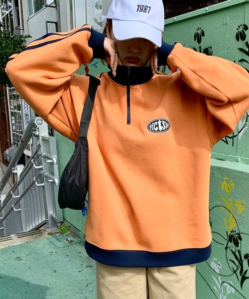 SHEPP（シープ）の「裏起毛ハーフジップジャージスウェット（スウェット・レディース・オレンジ/ネイビー・M/L）」の12枚目の写真