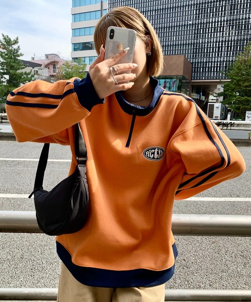 SHEPP（シープ）の「裏起毛ハーフジップジャージスウェット（スウェット・レディース・オレンジ/ネイビー・M/L）」の20枚目の写真