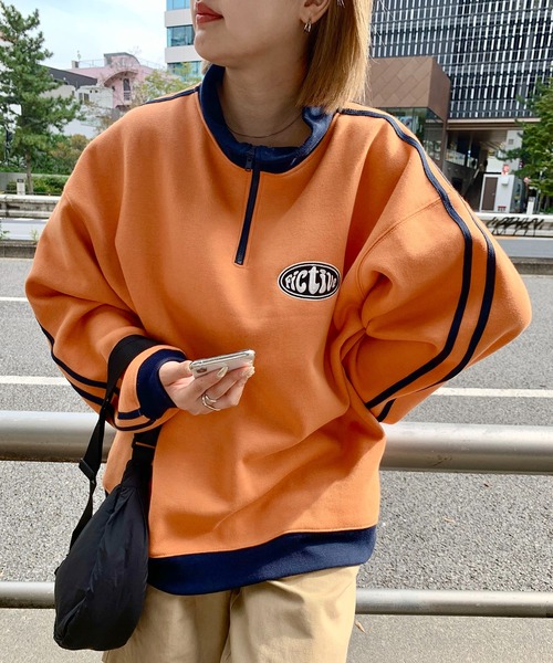SHEPP（シープ）の「裏起毛ハーフジップジャージスウェット（スウェット・レディース・オレンジ/ネイビー・M/L）」の21枚目の写真