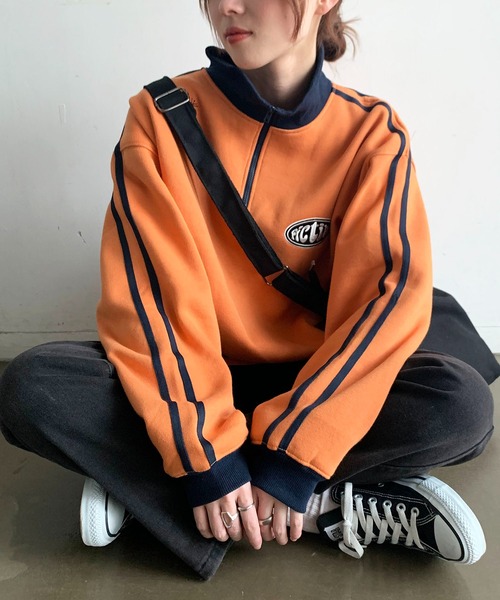 SHEPP（シープ）の「裏起毛ハーフジップジャージスウェット（スウェット・レディース・オレンジ/ネイビー・M/L）」の22枚目の写真