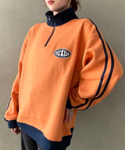 SHEPP（シープ）の「裏起毛ハーフジップジャージスウェット（スウェット・レディース・オレンジ/ネイビー・M/L）」の16枚目の写真