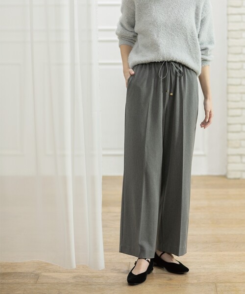 OPAQUE.CLIP（オペークドットクリップ）の「◆《SS-LLsize》着丈が選べる！裏起毛ストレッチイージーワイドパンツ【蓄熱素材/洗濯機洗い可】（その他パンツ・レディース・ブラック/オフホワイト/グレー/チャコールグレー・34/36/38/40/42/01/02/03）」の5枚目の写真