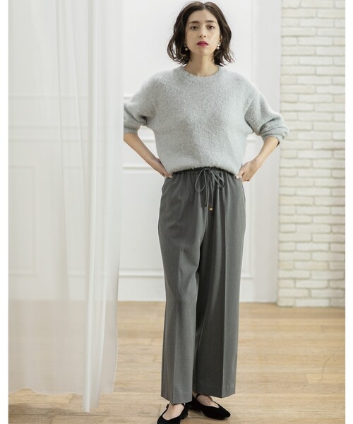 OPAQUE.CLIP（オペークドットクリップ）の「◆《SS-LLsize》着丈が選べる！裏起毛ストレッチイージーワイドパンツ【蓄熱素材/洗濯機洗い可】（その他パンツ・レディース・ブラック/オフホワイト/グレー/チャコールグレー・34/36/38/40/42/01/02/03）」の6枚目の写真