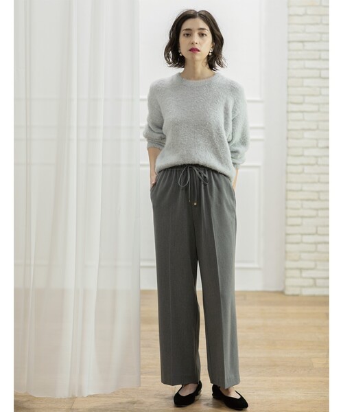 OPAQUE.CLIP（オペークドットクリップ）の「◆《SS-LLsize》着丈が選べる！裏起毛ストレッチイージーワイドパンツ【蓄熱素材/洗濯機洗い可】（その他パンツ・レディース・ブラック/オフホワイト/グレー/チャコールグレー・34/36/38/40/42/01/02/03）」の7枚目の写真