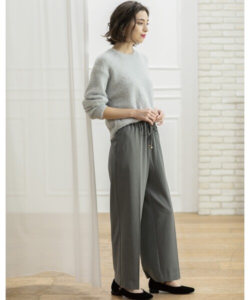 OPAQUE.CLIP（オペークドットクリップ）の「◆《SS-LLsize》着丈が選べる！裏起毛ストレッチイージーワイドパンツ【蓄熱素材/洗濯機洗い可】（その他パンツ・レディース・ブラック/オフホワイト/グレー/チャコールグレー・34/36/38/40/42/01/02/03）」の8枚目の写真