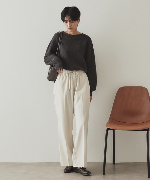 OPAQUE.CLIP（オペークドットクリップ）の「◆《SS-LLsize》着丈が選べる！裏起毛ストレッチイージーワイドパンツ【蓄熱素材/洗濯機洗い可】（その他パンツ・レディース・ブラック/オフホワイト/グレー/チャコールグレー・34/36/38/40/42/01/02/03）」の18枚目の写真