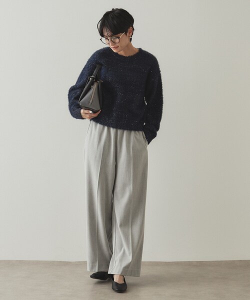 OPAQUE.CLIP（オペークドットクリップ）の「◆《SS-LLsize》着丈が選べる！裏起毛ストレッチイージーワイドパンツ【蓄熱素材/洗濯機洗い可】（その他パンツ・レディース・ブラック/オフホワイト/グレー/チャコールグレー・34/36/38/40/42/01/02/03）」の22枚目の写真