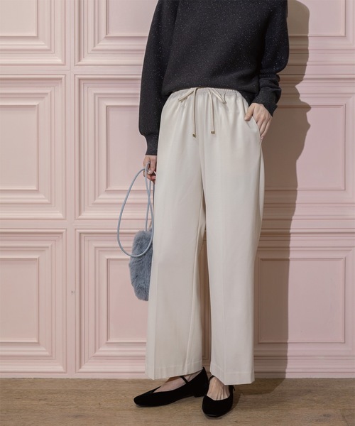 OPAQUE.CLIP（オペークドットクリップ）の「◆《SS-LLsize》着丈が選べる！裏起毛ストレッチイージーワイドパンツ【蓄熱素材/洗濯機洗い可】（その他パンツ・レディース・ブラック/オフホワイト/グレー/チャコールグレー・34/36/38/40/42/01/02/03）」の2枚目の写真