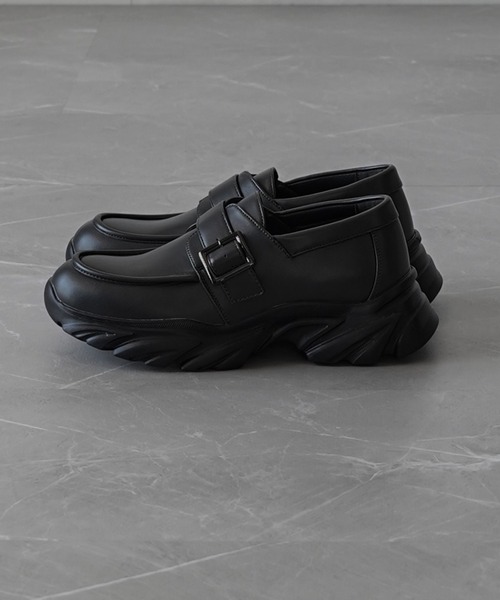 ELLUV/エルヴ】 +7cmボリュームハイソール メタルバックル モード