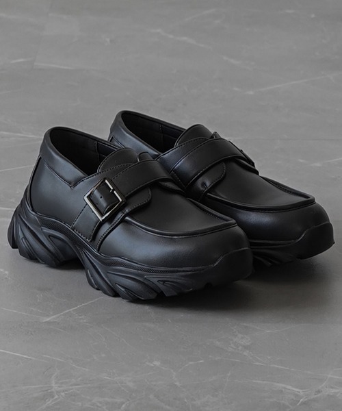 ELLUV/エルヴ】 +7cmボリュームハイソール メタルバックル モード