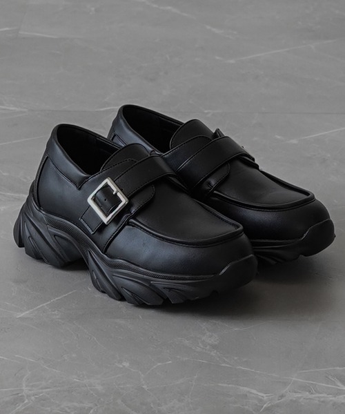 ELLUV/エルヴ】 +7cmボリュームハイソール メタルバックル モード