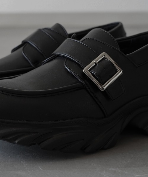 ELLUV/エルヴ】 +7cmボリュームハイソール メタルバックル モード