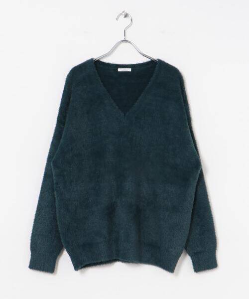 ITEMS URBANRESEARCH(アイテムズ アーバンリサーチ)の「ミニシャギーVネックニット(ニット/セーター・レディース・アイボリー/チャコールグレー/グリーン・FREE)」の9枚目の写真