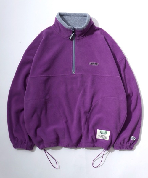 DISCUS(ディスカス)の「DISCUS/ディスカス オーバーサイズ 配色切替 ワンポイントシリコンワッペン フリース プルオーバーハーフジップ トレーナー(スウェット・レディース・ブラック/オートミール/ネイビー/パープル・M/L)」の4枚目の写真