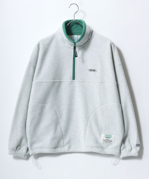 DISCUS(ディスカス)の「DISCUS/ディスカス オーバーサイズ 配色切替 ワンポイントシリコンワッペン フリース プルオーバーハーフジップ トレーナー(スウェット・レディース・ブラック/オートミール/ネイビー/パープル・M/L)」の5枚目の写真