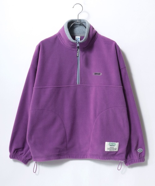 DISCUS(ディスカス)の「DISCUS/ディスカス オーバーサイズ 配色切替 ワンポイントシリコンワッペン フリース プルオーバーハーフジップ トレーナー(スウェット・レディース・ブラック/オートミール/ネイビー/パープル・M/L)」の7枚目の写真