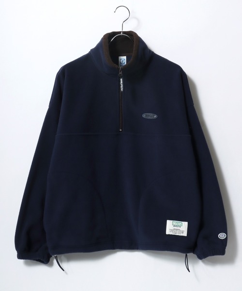 DISCUS(ディスカス)の「DISCUS/ディスカス オーバーサイズ 配色切替 ワンポイントシリコンワッペン フリース プルオーバーハーフジップ トレーナー(スウェット・レディース・ブラック/オートミール/ネイビー/パープル・M/L)」の8枚目の写真