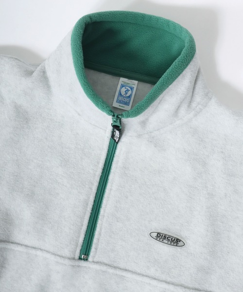 DISCUS(ディスカス)の「DISCUS/ディスカス オーバーサイズ 配色切替 ワンポイントシリコンワッペン フリース プルオーバーハーフジップ トレーナー(スウェット・レディース・ブラック/オートミール/ネイビー/パープル・M/L)」の10枚目の写真