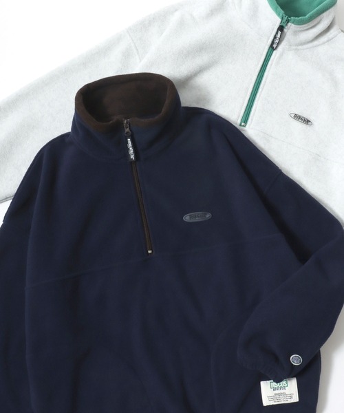 DISCUS(ディスカス)の「DISCUS/ディスカス オーバーサイズ 配色切替 ワンポイントシリコンワッペン フリース プルオーバーハーフジップ トレーナー(スウェット・レディース・ブラック/オートミール/ネイビー/パープル・M/L)」の19枚目の写真