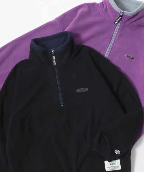 DISCUS(ディスカス)の「DISCUS/ディスカス オーバーサイズ 配色切替 ワンポイントシリコンワッペン フリース プルオーバーハーフジップ トレーナー(スウェット・レディース・ブラック/オートミール/ネイビー/パープル・M/L)」の21枚目の写真