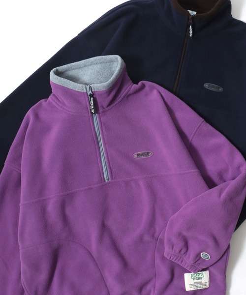 DISCUS(ディスカス)の「DISCUS/ディスカス オーバーサイズ 配色切替 ワンポイントシリコンワッペン フリース プルオーバーハーフジップ トレーナー(スウェット・レディース・ブラック/オートミール/ネイビー/パープル・M/L)」の22枚目の写真