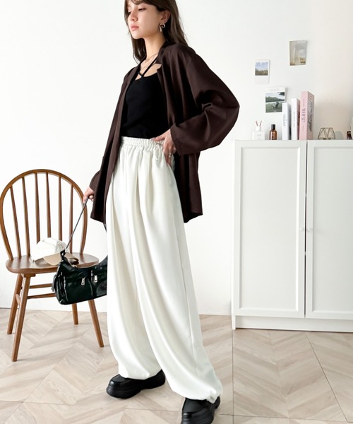 classicalelf（クラシカルエルフ）の「楽ちんなのに洒落見え！ドロストデザインイージーパンツ（その他パンツ・レディース・ブラック/オフホワイト・X-LARGE/SMALL/MEDIUM/LARGE）」の4枚目の写真