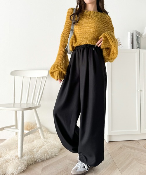 classicalelf（クラシカルエルフ）の「楽ちんなのに洒落見え！ドロストデザインイージーパンツ（その他パンツ・レディース・ブラック/オフホワイト・X-LARGE/SMALL/MEDIUM/LARGE）」の6枚目の写真