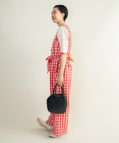 CHILD WOMAN（チャイルドウーマン）の「☆リネン/キュプラ コードギンガムワッシャーサロペット（サロペット/オーバーオール・レディース・レッド/ブラック・FREE）」の7枚目の写真