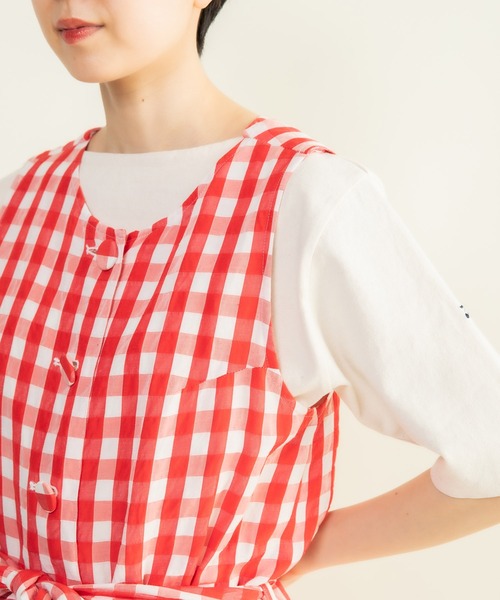 CHILD WOMAN（チャイルドウーマン）の「☆リネン/キュプラ コードギンガムワッシャーサロペット（サロペット/オーバーオール・レディース・レッド/ブラック・FREE）」の20枚目の写真