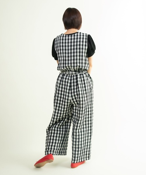 CHILD WOMAN（チャイルドウーマン）の「☆リネン/キュプラ コードギンガムワッシャーサロペット（サロペット/オーバーオール・レディース・レッド/ブラック・FREE）」の14枚目の写真