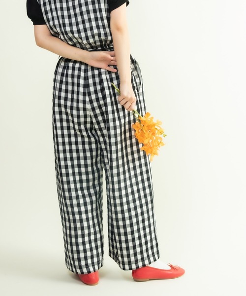 CHILD WOMAN（チャイルドウーマン）の「☆リネン/キュプラ コードギンガムワッシャーサロペット（サロペット/オーバーオール・レディース・レッド/ブラック・FREE）」の13枚目の写真