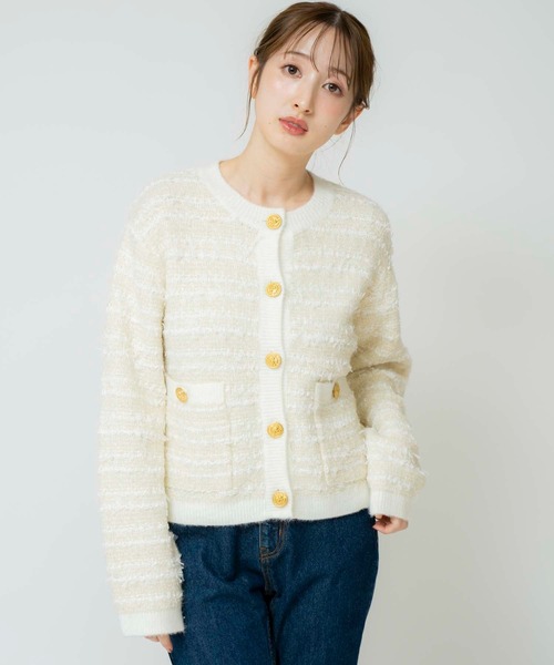 【セール】ツイードニットカーデ（カーディガン/ボレロ）｜Noela（ノエラ）
