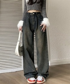 残りわずか！】ウォッシャブルサイドラップデニムパンツ