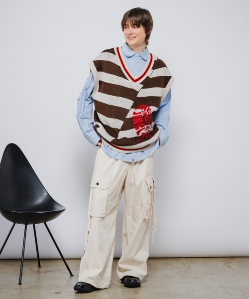 【セール】ボーダーニットベスト（ベスト）｜JINCL（ジンクル） 6,160円