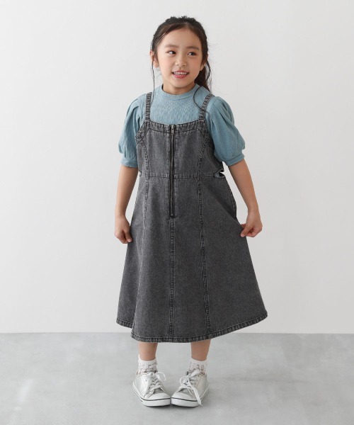 devirock（デビロック）の「ライトオンス ケミカルデニム ジャンスカ（サロペット/オーバーオール・キッズ・ブラック系/ブルー系その他・100cm/110cm/120cm/130cm/140cm/150cm/160cm）」の3枚目の写真