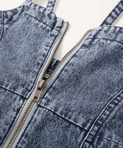 devirock（デビロック）の「ライトオンス ケミカルデニム ジャンスカ（サロペット/オーバーオール・キッズ・ブラック系/ブルー系その他・100cm/110cm/120cm/130cm/140cm/150cm/160cm）」の9枚目の写真