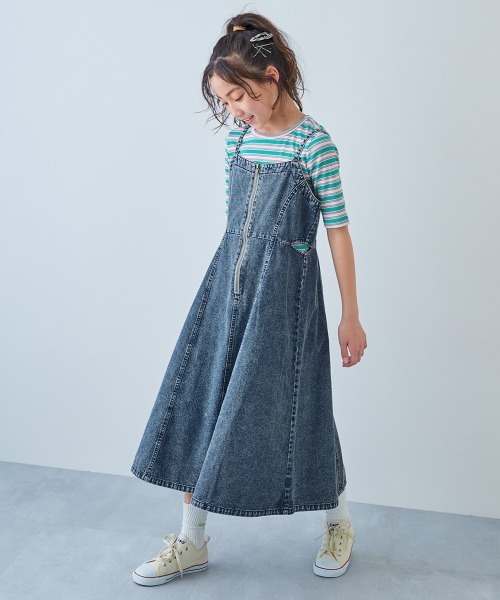 devirock（デビロック）の「ライトオンス ケミカルデニム ジャンスカ（サロペット/オーバーオール・キッズ・ブラック系/ブルー系その他・100cm/110cm/120cm/130cm/140cm/150cm/160cm）」の14枚目の写真