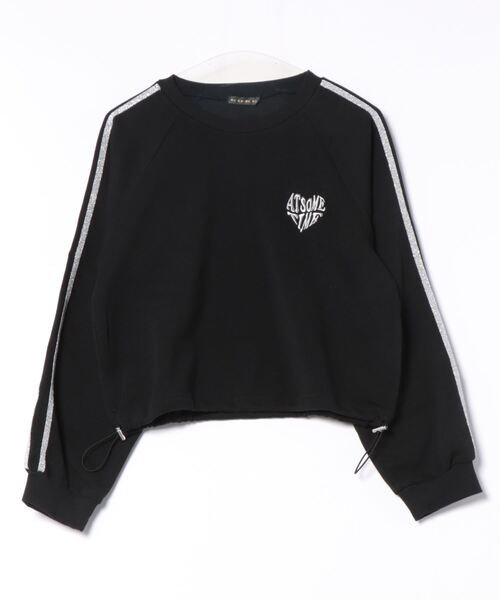 GORGE(ゴージ)の「ラインラメハートドローコード裏起毛プルオーバー(スウェット・レディース・ブラック/オフホワイト・F)」の12枚目の写真